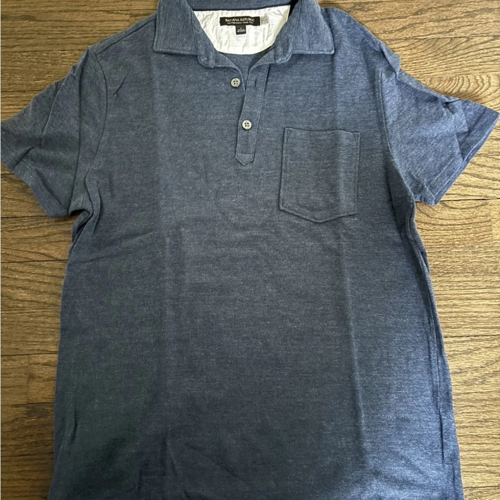 Banana Republic Men’s Heather Navy Polo with Pocket